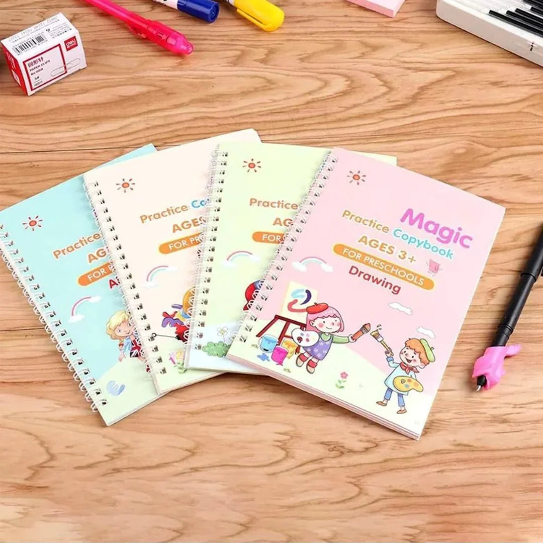 Kids' Magic Practice Book: 4 Books, 1 Pen, 1 Grip, and 8 Refills