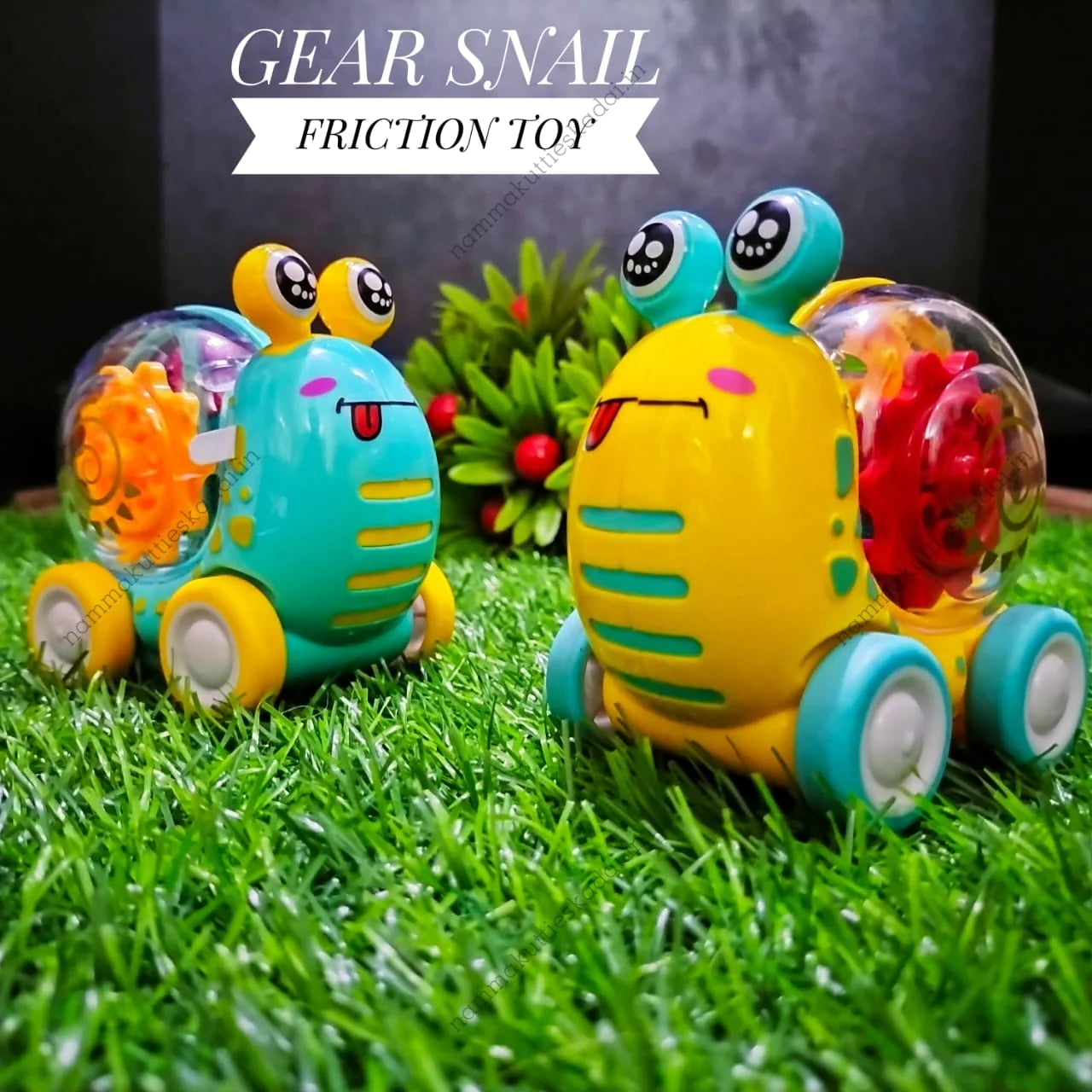 One-piece Push-n-Go Snail with Rotating Gear and Light