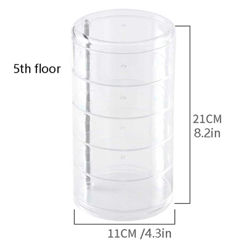 SJR Collections - Acrylic Rotating Jewellery Organizer with Transparent Lid