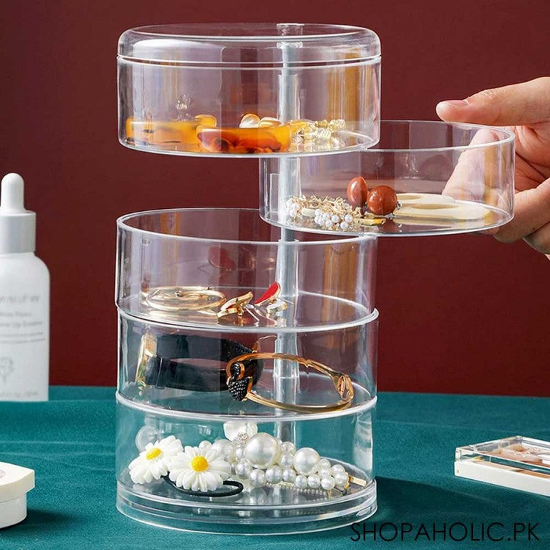 SJR Collections - Acrylic Rotating Jewellery Organizer with Transparent Lid