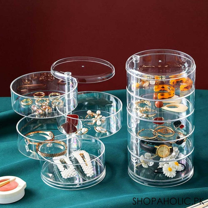 SJR Collections - Acrylic Rotating Jewellery Organizer with Transparent Lid