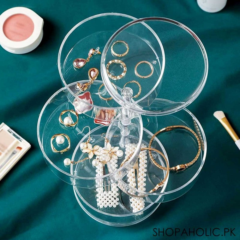 SJR Collections - Acrylic Rotating Jewellery Organizer with Transparent Lid