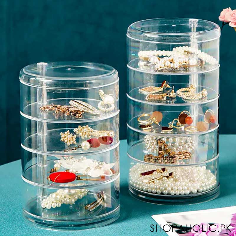 SJR Collections - Acrylic Rotating Jewellery Organizer with Transparent Lid