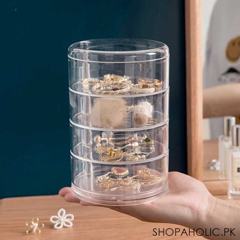 SJR Collections - Acrylic Rotating Jewellery Organizer with Transparent Lid