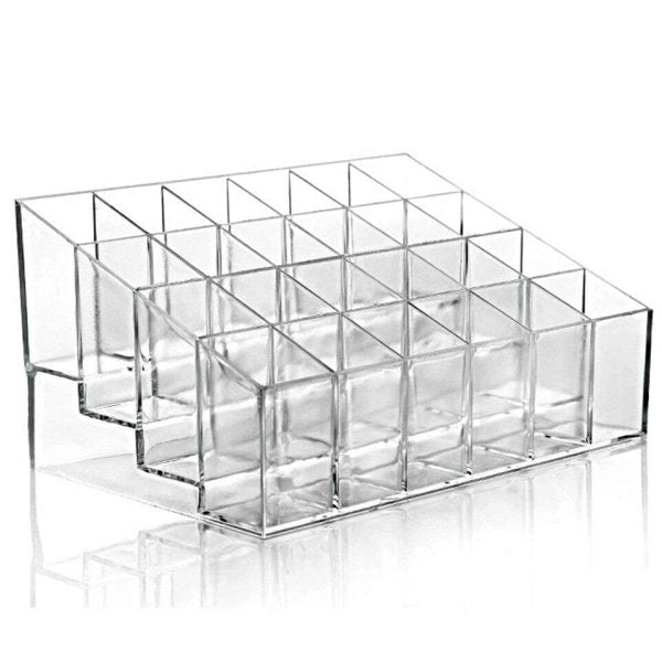 Makeup Organizer Holder with 24 Grid Plastic Lipstick Transparent Jewelry Storage Box