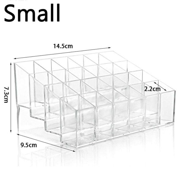 Makeup Organizer Holder with 24 Grid Plastic Lipstick Transparent Jewelry Storage Box