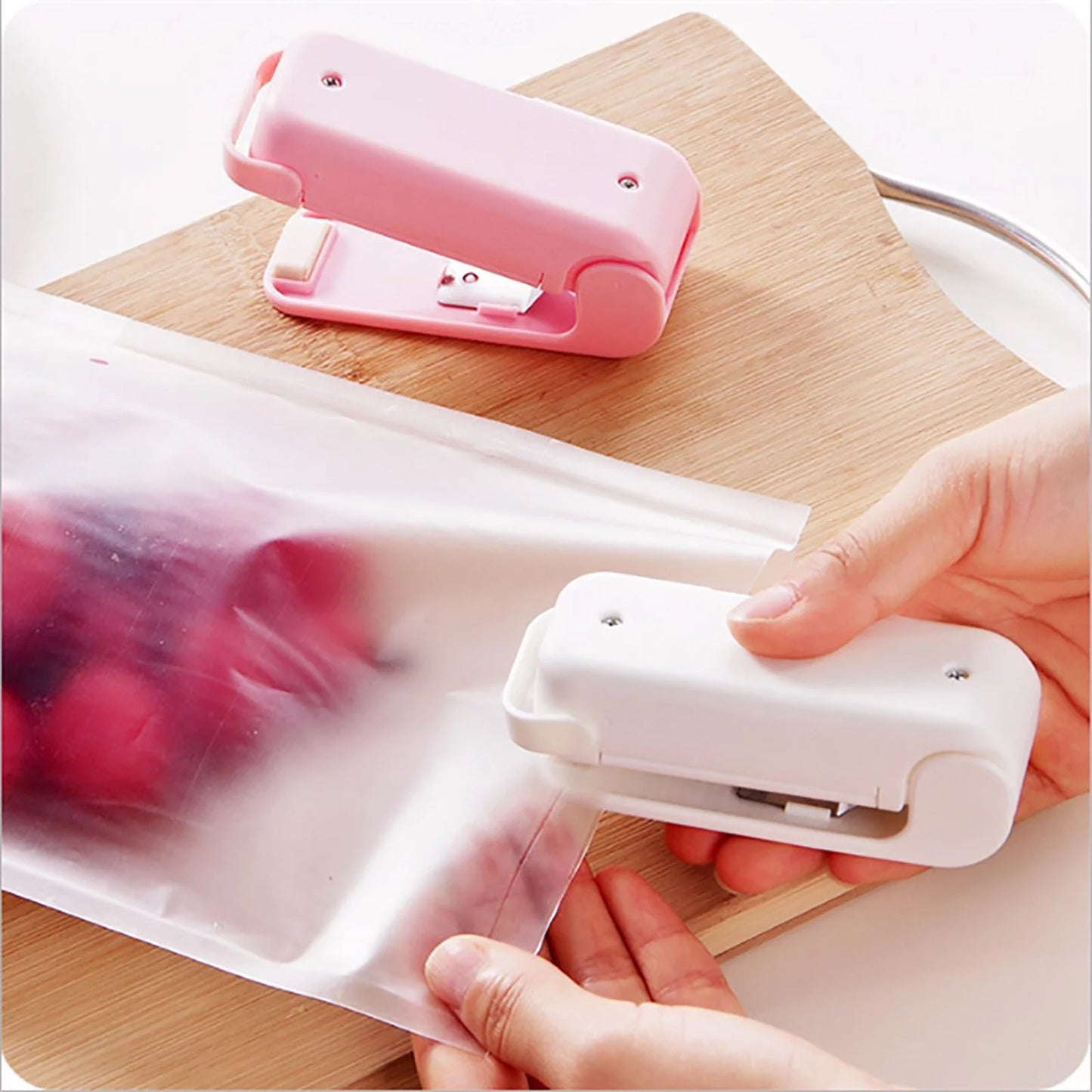 Compact, lightweight, plastic bag clip sealing machine for heat-sealed bags on the go. Food Sealing Snack Sealing Kitchen Appliances at Home