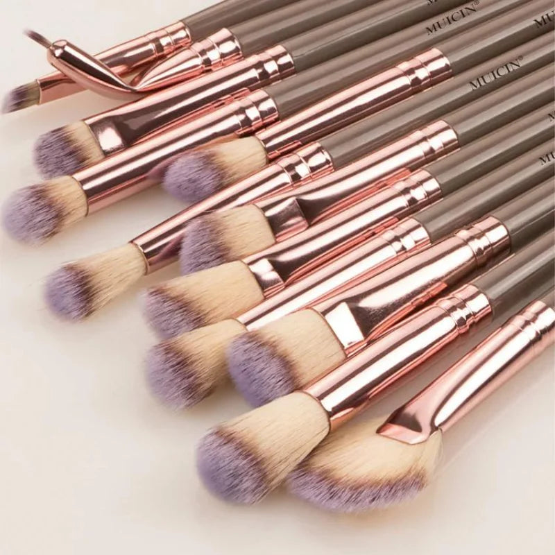 VEGAN EYEBROW BRUSH SET WITH POUCH - 12 PIECES FOR PERFECT BROWS