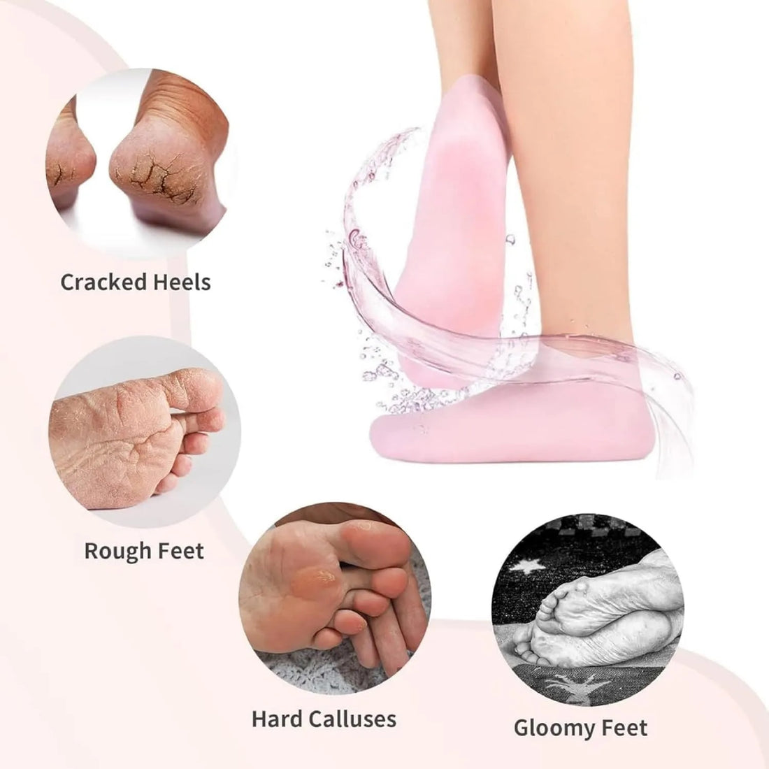 Buy 1 Pair Get 1 Pair Free Offer 4 Pcs Silicone Moisturizing Socks for Foot Care