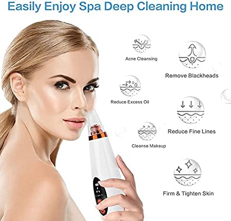 Suction tools kit with electric blackhead removal tool for men and women IP International Acne Extractor USB Rechargeable Facial Cleaner with LED Display