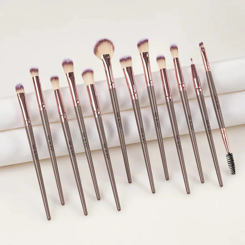 VEGAN EYEBROW BRUSH SET WITH POUCH - 12 PIECES FOR PERFECT BROWS