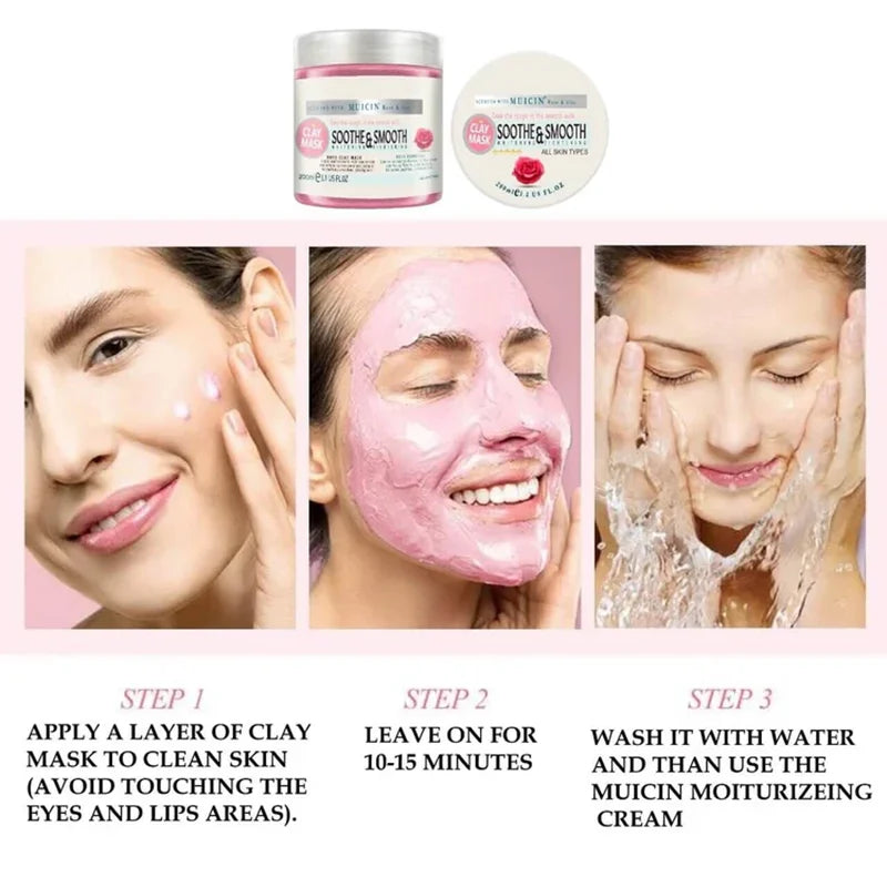 SOOTHING ROSE PINK CLAY MASK - GENTLE DETOX FOR RADIANT SKIN