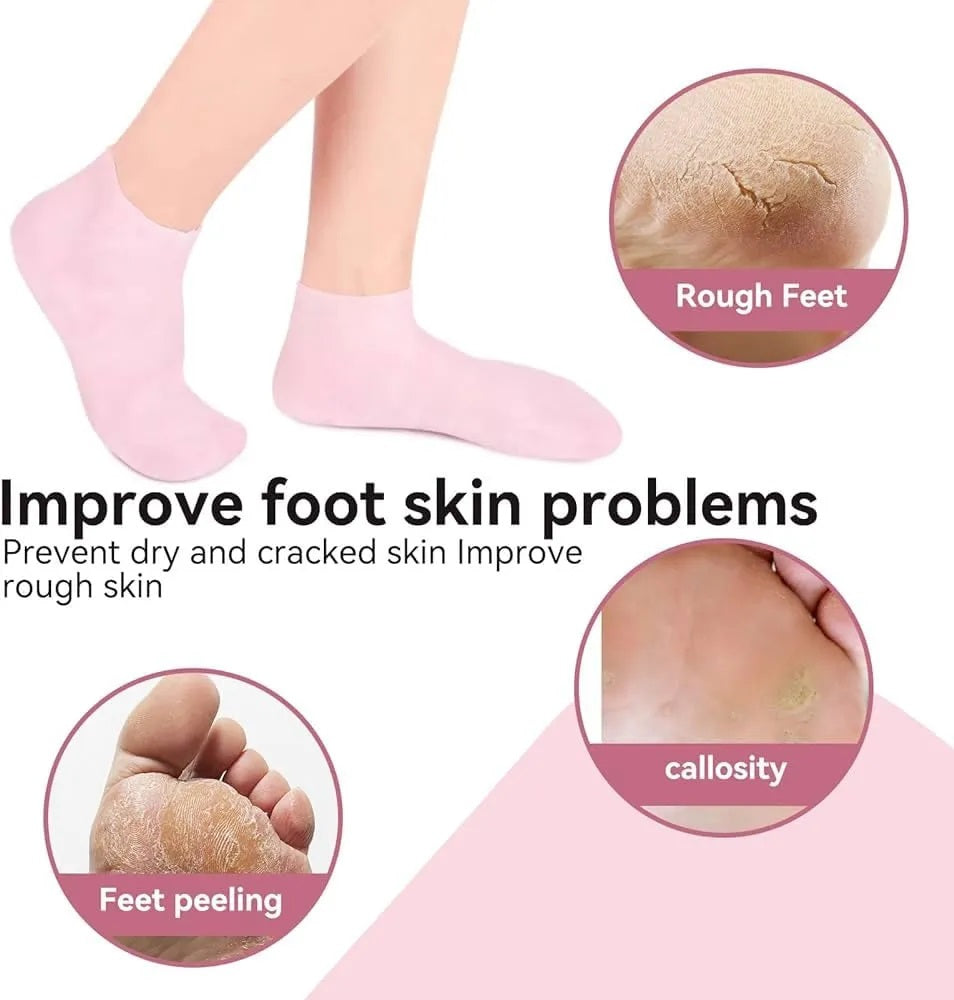 Buy 1 Pair Get 1 Pair Free Offer 4 Pcs Silicone Moisturizing Socks for Foot Care