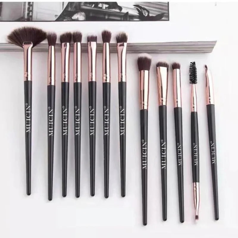 ROSE GOLD & BLACK EYE BRUSH COLLECTION - 12 PIECES FOR EYE PERFECTION