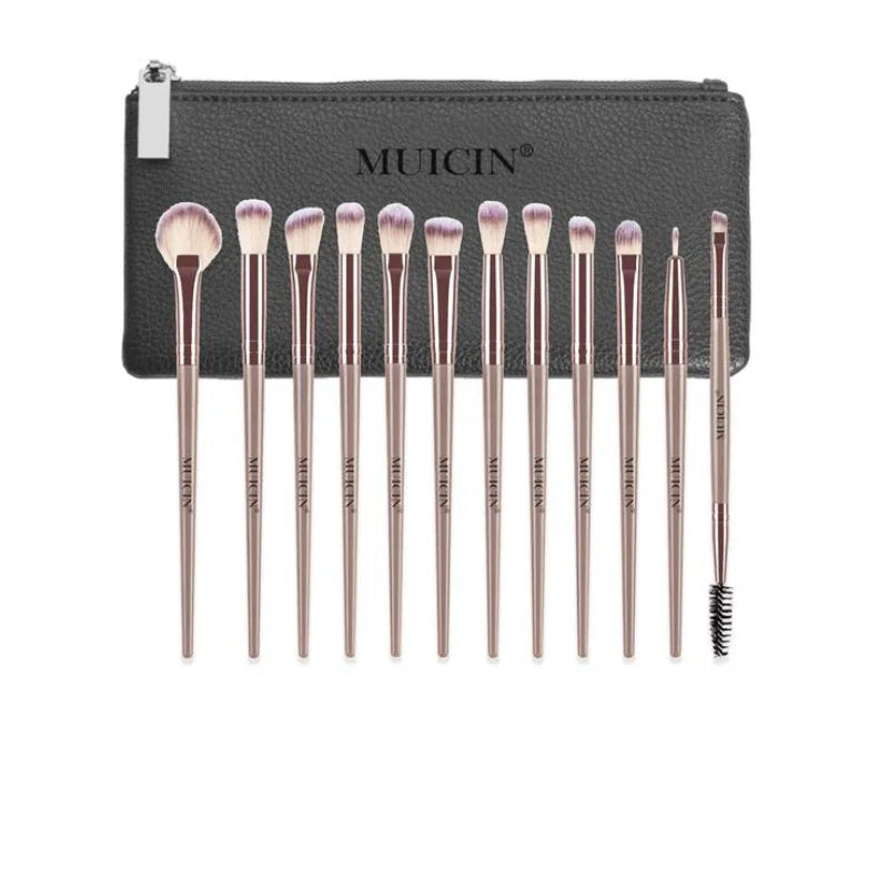 VEGAN EYEBROW BRUSH SET WITH POUCH - 12 PIECES FOR PERFECT BROWS