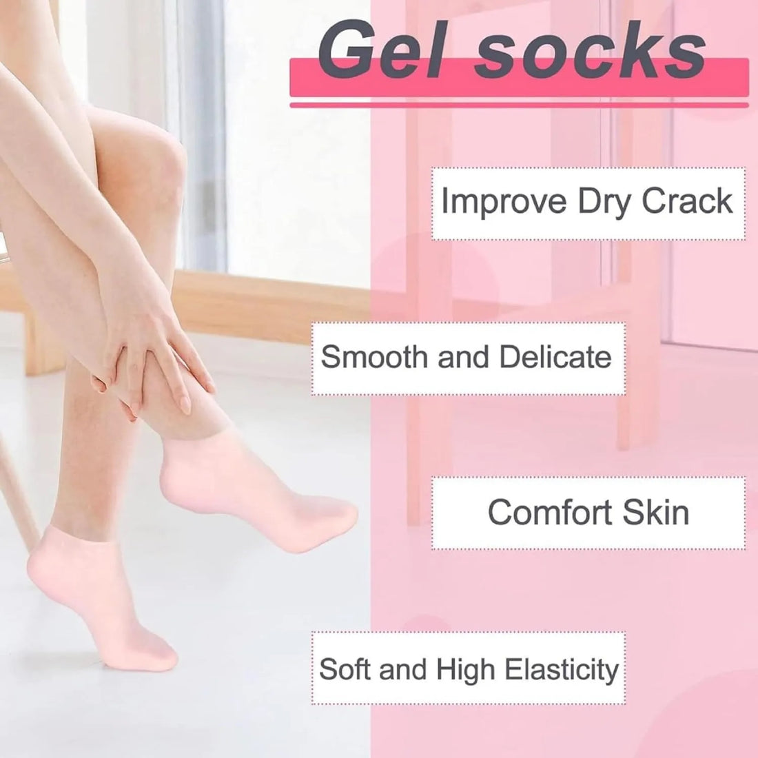 Buy 1 Pair Get 1 Pair Free Offer 4 Pcs Silicone Moisturizing Socks for Foot Care