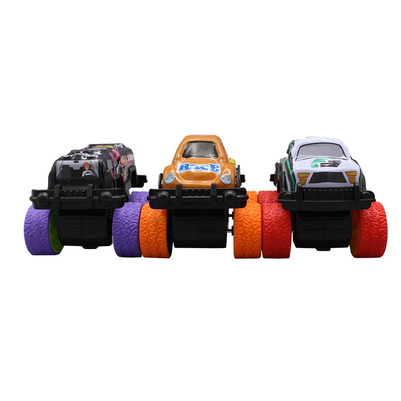 Eight vibrant monster trucks in a pack