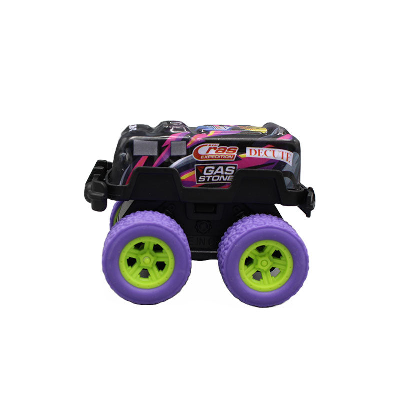 Eight vibrant monster trucks in a pack