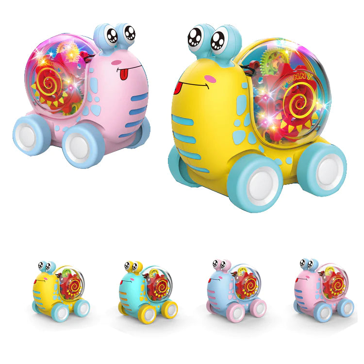 One-piece Push-n-Go Snail with Rotating Gear and Light