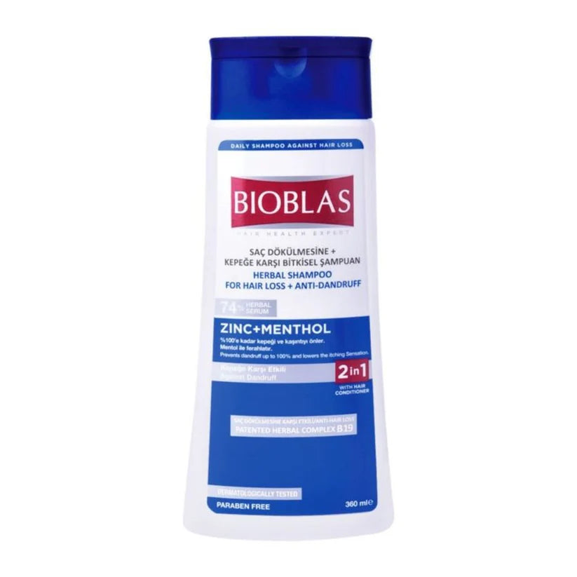 BIOBLAS HERBAL SHAMPOO FOR HAIR LOSS+ANTI-DANDRUFF ZINC+MENTHOL