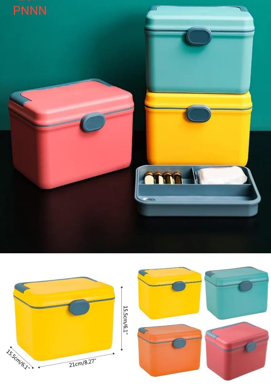 Double-layered portable handle medicine storage box