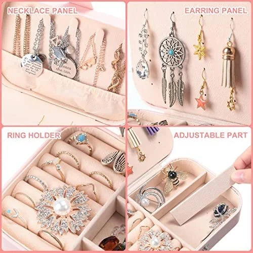 Double-layer simple earrings, earrings, ring jewelry box, storage box, new PU leather portable jewelry box, optional three colors in bulk